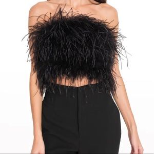 Lamarque Zaina Ostrich Feather Bustier Top